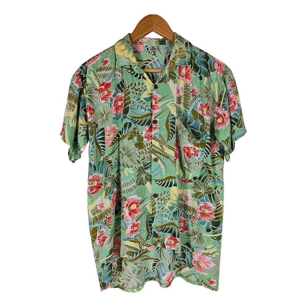 ARBACO VINTAGE MEN'S MULTICOLOR FLORAL HAWAIIAN BUTTON-DOWN SHIRT - SIZE XL